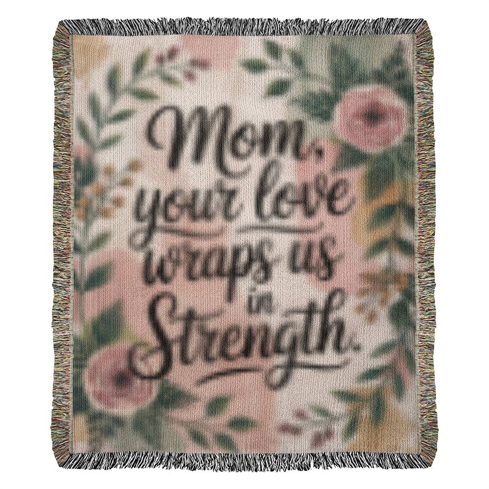 Mother's Day Woven Blanket | Mom Gift | "Your Love Wraps Us in Strength" Throw | Cozy Personalized Mother's Day Gift | Heirloom Blanket for Mom