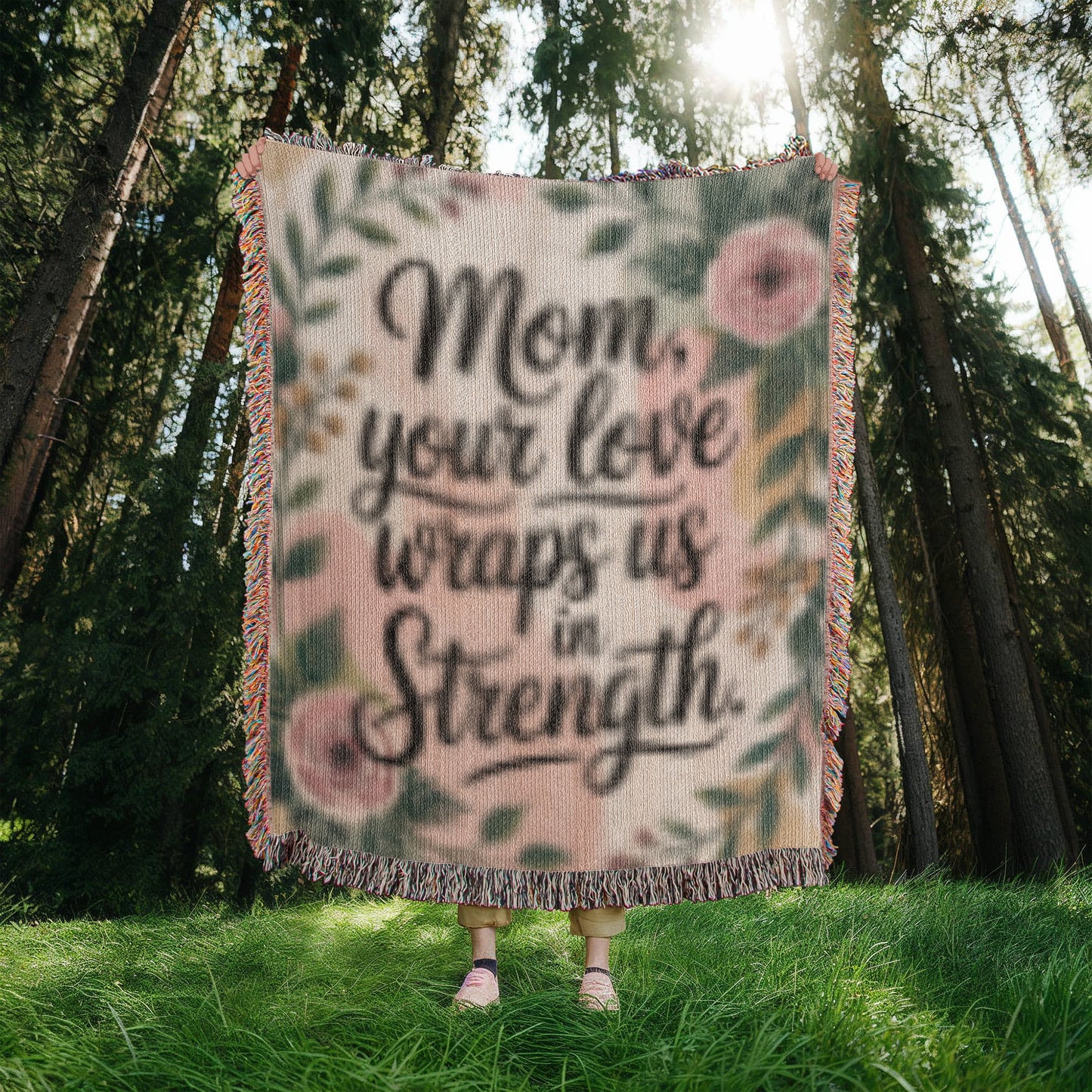 Mother's Day Woven Blanket | Mom Gift | "Your Love Wraps Us in Strength" Throw | Cozy Personalized Mother's Day Gift | Heirloom Blanket for Mom