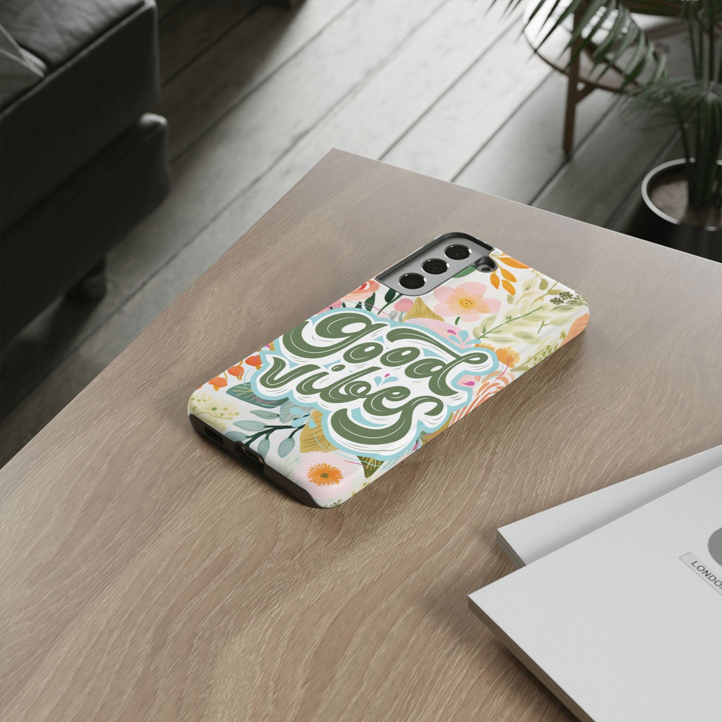 Good Vibes Retro Floral Phone Case 70s Style for iPhone, Google Pixel and Samsung Cute Aesthetic Gift for Her