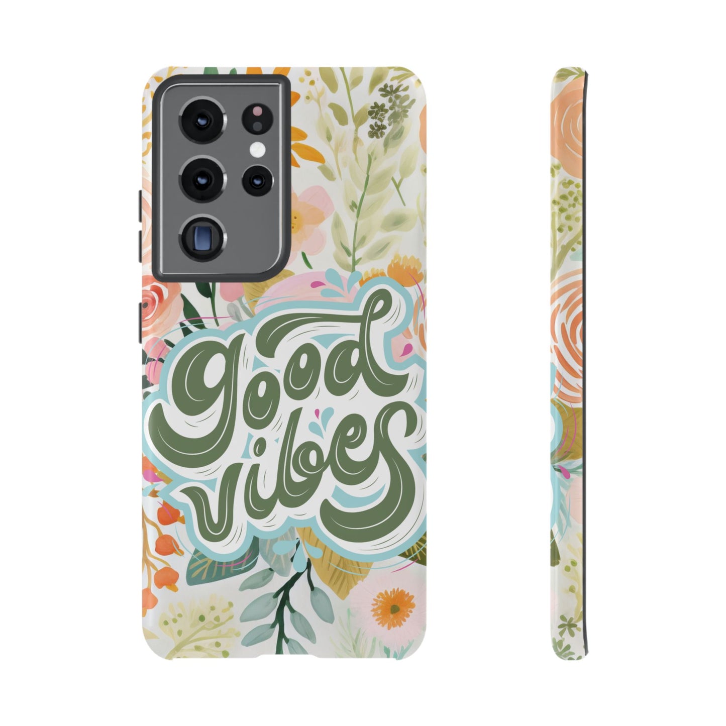 Good Vibes Retro Floral Phone Case 70s Style for iPhone, Google Pixel and Samsung Cute Aesthetic Gift for Her